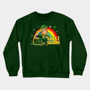 Funny Lucky Charms, Leprechaun St Patricks Day Rainbow Crewneck Sweatshirt